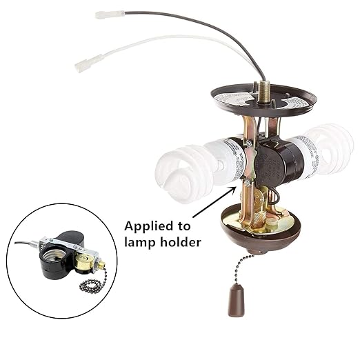 DAYONE Ceiling Fan Light E-27 Multi Lampholder Socket Ceiling Fan Switch Zing Ear ZE-310D Socket with ZE-109M Pull Chain Switch for Ceiling Fan Lamp Light (Black Bronze)