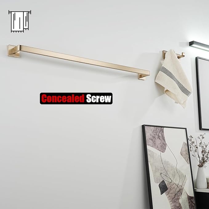 JQK Champagne Bronze Bath Towel Bar, 30 Inch 304 Stainless Steel Thicken 0.8mm Towel Rack Bathroom, Towel Holder Wall Mount, Total Length 32.36 Inch, TB250L30-CB