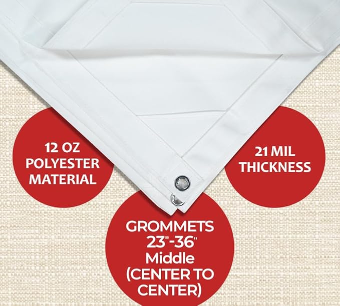 Mytee Products 12' x 16' White Canvas Tarp 12oz - Water Resistant & Breathable - Heavy Duty Tarps - Multipurpose Tarpaulin Cover for Camping Tent