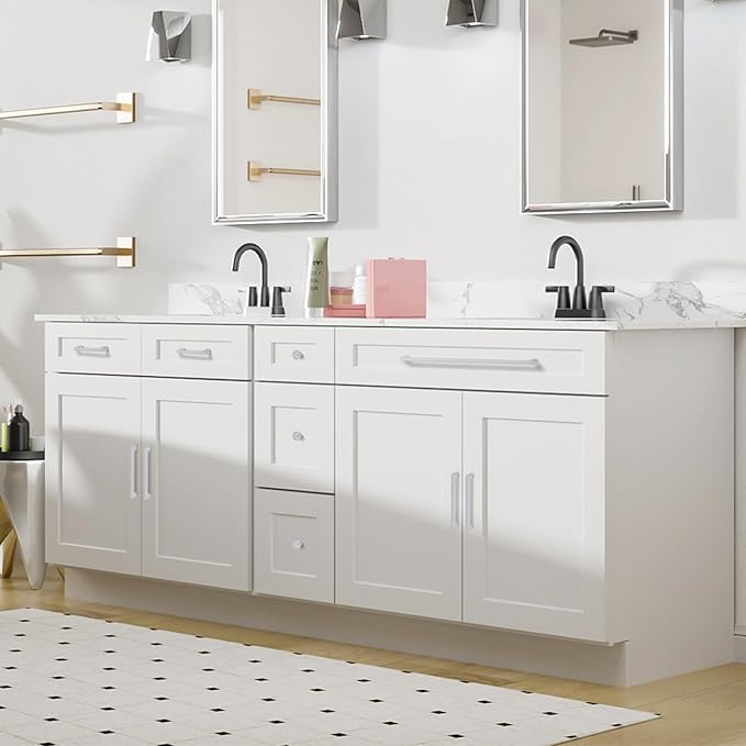 10 Pack 11.3 Inch(288mm) Hole Center Modern Matte White Cabinet Pull Handle Timeless Vanity Drawer Pull Handle Classic Cabinet Hardware for Kitchen Bathroom, Screws Included, M-White(11.3x10)