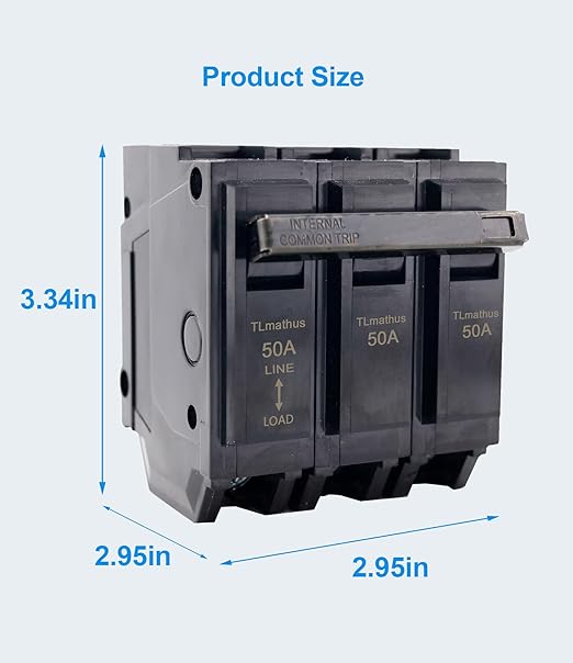 50 Amp Breaker 3 Pole Plug-in Mount Type THQL Feeder Molded Case Circuit Breaker 120/240V AC, Compatible with GE Thick Series and Q-Line Series Load Centers