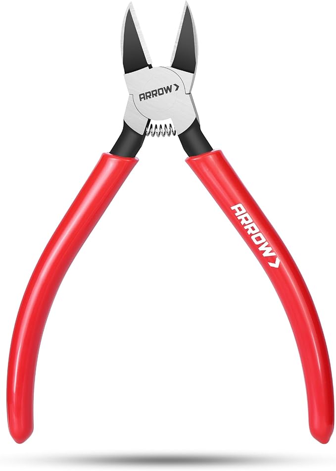 ARROW 6" Precision Wire Cutters - Spring Loaded Side Cutters, Ultra-Sharp Flush Cut Pliers, Diagonal Cutting Pliers with Non-Slip Handle for Jewelry Making, Crafts, Electronics, Zip Ties, DIY Models