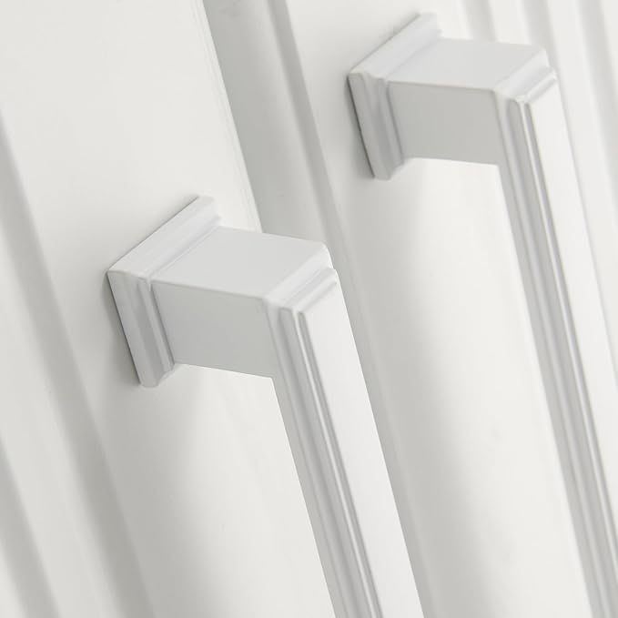 10 Pack 5 Inch(128mm) Hole Center Matte White Modern Cabinet Pulls Kitchen Cabinet Handles Kitchen Cabinet Hardware Timeless Drawer Pulls for Dresser Cupboard Wardrobe, Matte White(5x10)