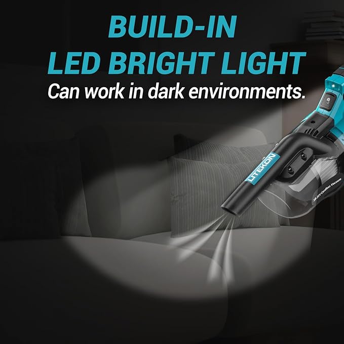 Cordless Vacuum Cleaner Compatible with 𝗠𝗔-𝗞𝗜𝗧𝗔 Battery, 20000Pa High Power Handheld Vacuum with HEPA Filter, 5 in 1 Portable Electric Vacuum With LED Light for Carpets, Floors&Cars (No Battery)