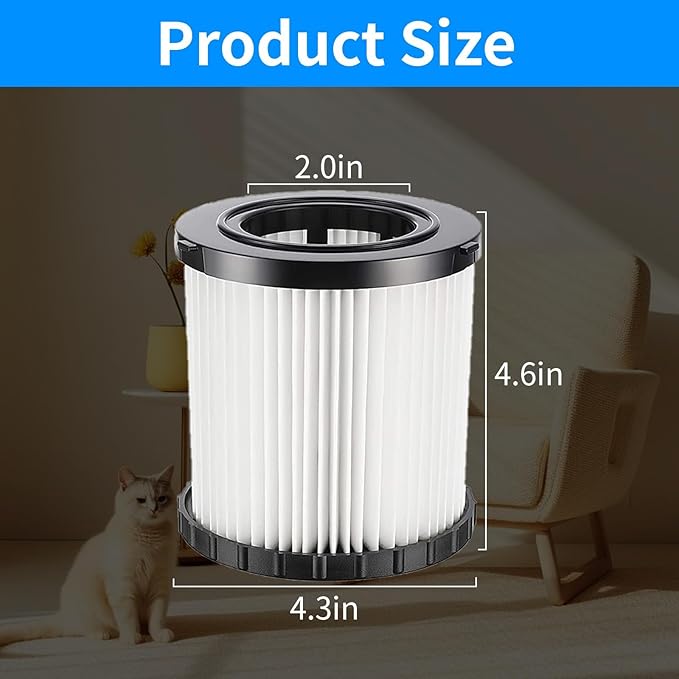 MZY LLC 15 Pcs DCV580H Vacuum HEPA Filter for DeWalt DCV580H, 20V MAX Wet/Dry Vacuum, Washable and Reusable, 4 Hepa Filter, 8 Foam Sleeve Filters and 1 Brush