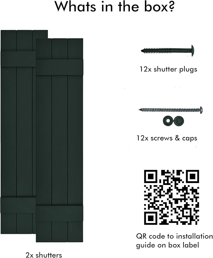 Board & Batten Vinyl Shutters (1 Pair) | 11"x43" (3-Board) - Heathered Spruce | Exterior Window Shutters | Includes Mounting Hardware | Simple Installation | Made in USA
