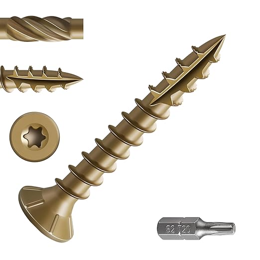 #8 * 1-1/4" Deck Screws, (3505pcs) 15 lbs.Exterior Wood Screws, Rust Resistant epoxy Coated, Bronze, T20 Star Bit
