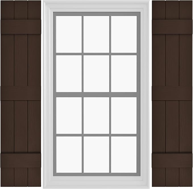 Board & Batten Vinyl Shutters (1 Pair) | 11"x75" (3-Board) - Coffee Bean | Exterior Window Shutters | Includes Mounting Hardware | Simple Installation | Made in USA
