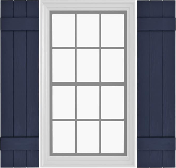 Board & Batten Vinyl Shutters (1 Pair) | 11"x31" (3-Board) - Navy Night Sky | Exterior Window Shutters | Includes Mounting Hardware | Simple Installation | Made in USA