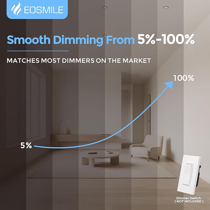 6 Pack 4 Inch LED Recessed Light, Dimmable, 2700K-5000K Daylight, 750LM High Brightness, 9W, 120V, Canless Wafer Ceiling Light, ETL FCC