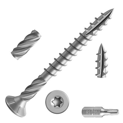 #8 * 2" 304 Stainless Steel Deck Screws, (348pcs) 2 lbs.Exterior Wood Screws, Rust Resistant epoxy Coated, Bronze, T20 Star Bit