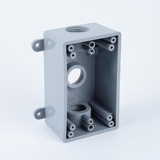 1/2-Inch or 3/4-Inch Weatherproof Electrical Junction Box with Adapters, Gray, Indoor/Outdoor Installation (Single-Gang 2PACK)
