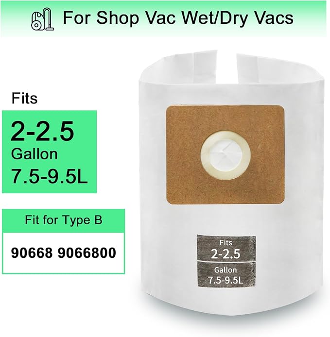 10 PCS Bundle Set 2-2.5 Gallon Vac Bags, ALYYDBG Type B 90668 9066800 9066833, All Around QAM70 and CMXZVBE38774 Vac Filter Bags
