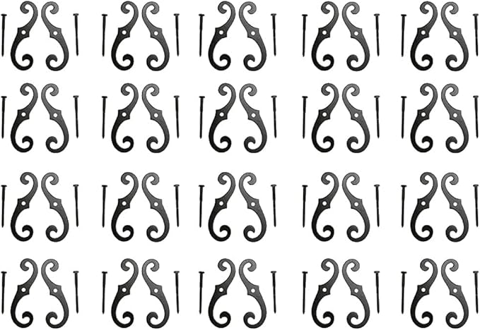 Renovators Supply Manufacturing Black Shutter Dogs 6.5" S Shaped Cast Aluminum Shutter Dogs With Mounting Hardware Pack Of 20