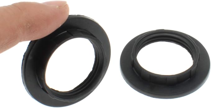 1.1 Inch Lamp Shade Collar Rings FDXGYH 2pcs E14 Light Socket Ring Retainer Rings and Replacement Adapter(Black)