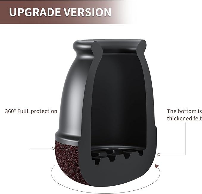 Ezprotekt 24 Pcs Extra Small Round Chair Leg Floor Protectors for Wooden & Ceramic Tiles Floors, Felt Silicone Furniture Pads Caps for Dining Table, Bar Chair Legs, Black (XS Fit: 2/5" - 11/20")