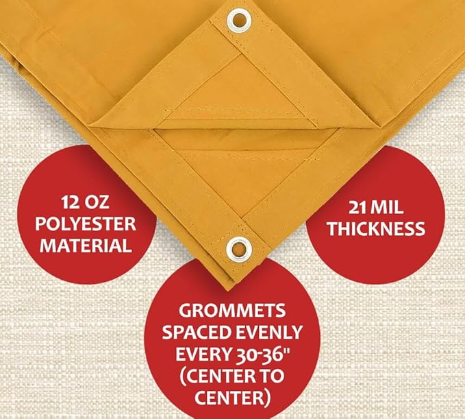 Mytee Products 20' x 30' Tan 12oz Canvas Tarp with Grommets - Water Resistant - 21 Mile Heavy Duty Canvas Tarps - Multipurpose Tarpaulin Cover for Canopy Tent, Roof, Camping, Semi Trucks & Cargo