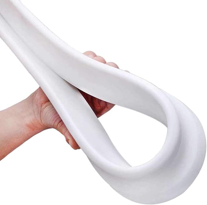 Silicone Wet Room Bathroom Floor Seal Screen Door Seal Strip Shower Dam Prevents Overflow of Water | Waterproof Self-Adhesive and Bendable Waterproof Strip for Wet and Dry Separation (White-120inch)