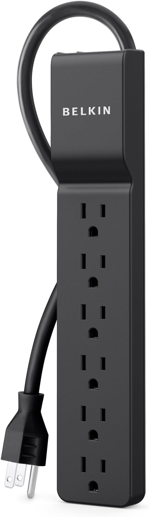 Belkin 6-Outlet Home And Office Surge Protector With Essential Power Filtration And 4ft Cord, 700 Joules, Black