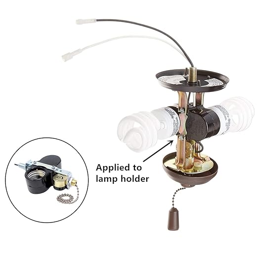 Ceiling Fan Light E-27 Multi Lampholder Socket Ceiling Fan Switch ZE-310D Socket with ZE-109M Pull Chain Switch (Nickel)