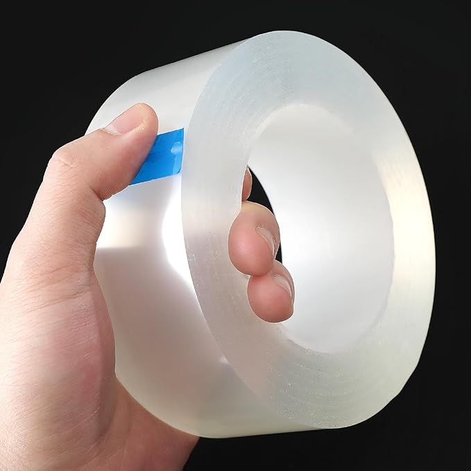 Transparent Weather Sealing Tape, Clear Draft Isolation Film Tape for Door Draft Stopper, Adhesive Tape for Doors, Windows and Shower Glass Gaps - No Residue (2 Inch x 16Ft)