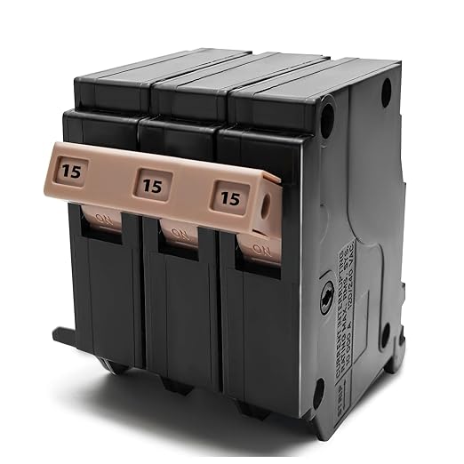 C315 3-Pole 15-Amp Circuit Breaker, Type C3/4-Inch Plug-On Molded Case Circuit Breaker, Thermal Magnetic Protection, 10 KAIC, 120/240V, Fit for fit for Load Centers