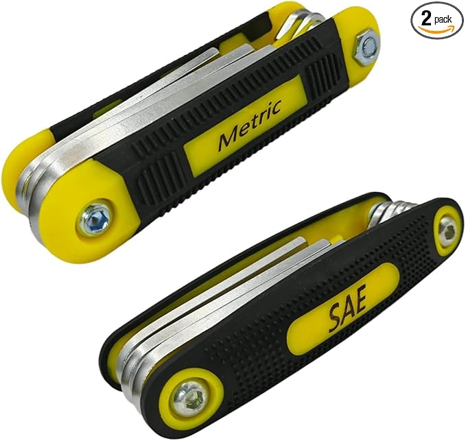 warmtree 17-Piece Folding Allen Wrench Set | Metric & SAE Sizes | 2-Pack Portable Hex Tool for Home Repair & Professional Use