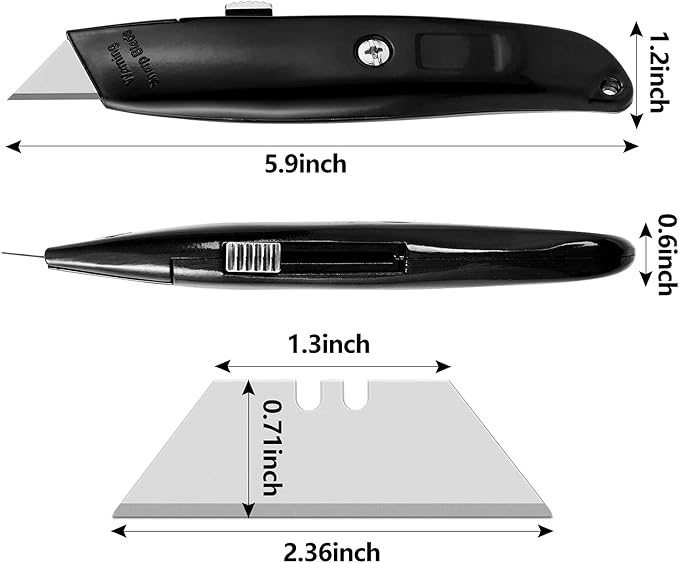 DIYSELF 2Pack Utility Knife Box Cutter Retractable Blade Heavy Duty(Black)