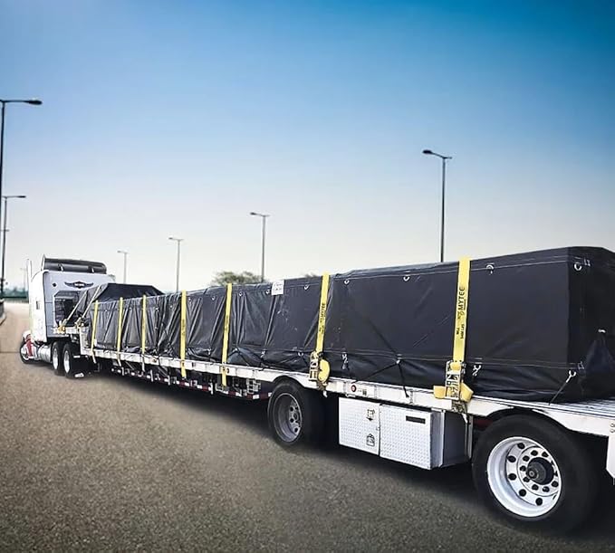 Mytee Products Ratchet Tie-Down Straps with Flat Hooks, 4" x 30' Ratchet Straps Yellow | 16,200 Lbs Breaking Strength | TieDown Ratchet Straps for Flatbed, Truck, Trailers Pickup