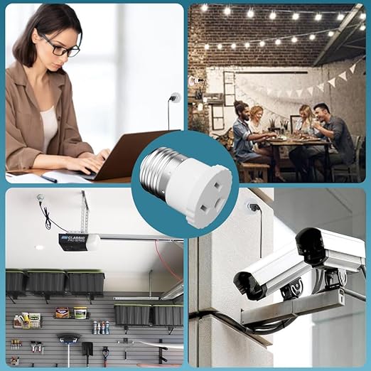 2 Pack, Light Socket to Plug Adapter, Convert Light Bulb Socket to Outlet Adapter (White).