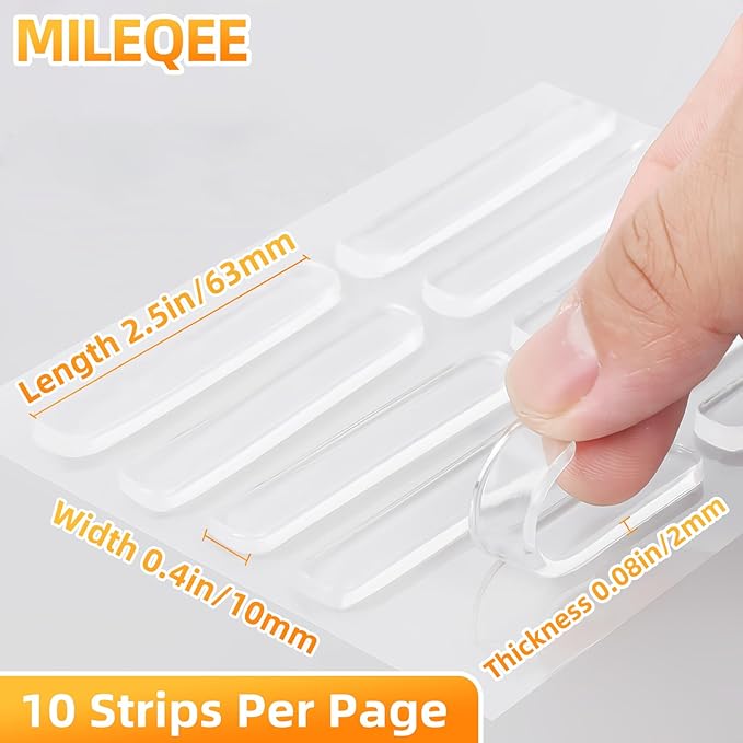 40PCS Clear Protector Strips, Door Wall Bumpers Stopper, Self Adhesive Cabinet Pads Sound Dampening, Cupboard Drawer Cushion Guards, Desk Protective Soft Quiet Cushioning for Furniture Kitchen