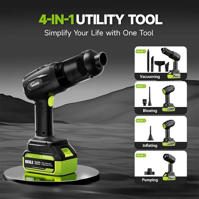 Handheld Car Vacuum Cordless, Portable Cars Vacuum Cleaner with 40000Pa High Power & Suction, Powerful 4-in-1 Hand Held Air Duster Fast Cleaning for Car,Home,Office,Pet Hair (Green)