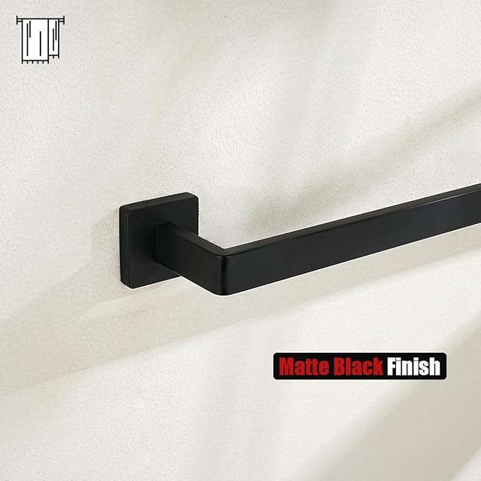JQK Black Towel Bar, Rounded Edges 32.36 Inch Towel Rack, 304 Stainless Steel Bathroom Wall Mount, Useable Length 30 Inch, TB250L30-PB