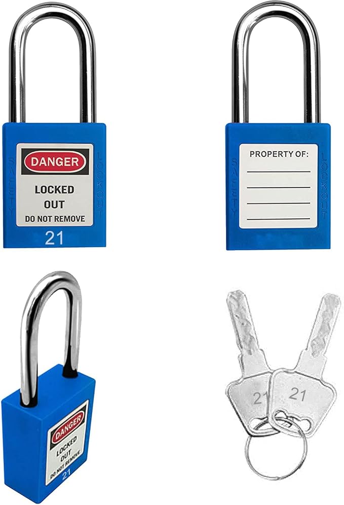 SAFBY Lockout Tagout Locks, Safety Padlock, Keyed Differently Loto Safety Padlocks for Lock Out Tag Out Kits Station (Blue 21-30)