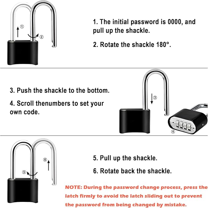 4pcs Combination Lock, 4-Digit Heavy Duty Combo Lock, Combination Padlock Outdoor Waterproof Gate Locks for Outdoor Fence, Locker, Sheds, Gym, Gate Hasps(4pcs, Long Shackle)