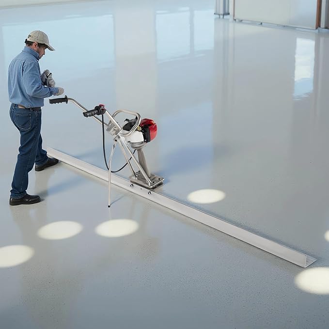 1.4HP Concrete Power Screed with 10ft & 14ft Aluminum Boards, Vibrating Screed Concrete Tool 8000RPM with Adjustable armrests and brackets for Construction