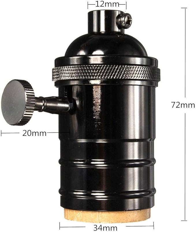 2 Pack Lamp or Fixture Replacement, E26/ E27 Solid Brass Industrial Light Socket Vintage Edison Pendant Lamp Copper Holder with Switch (Black)