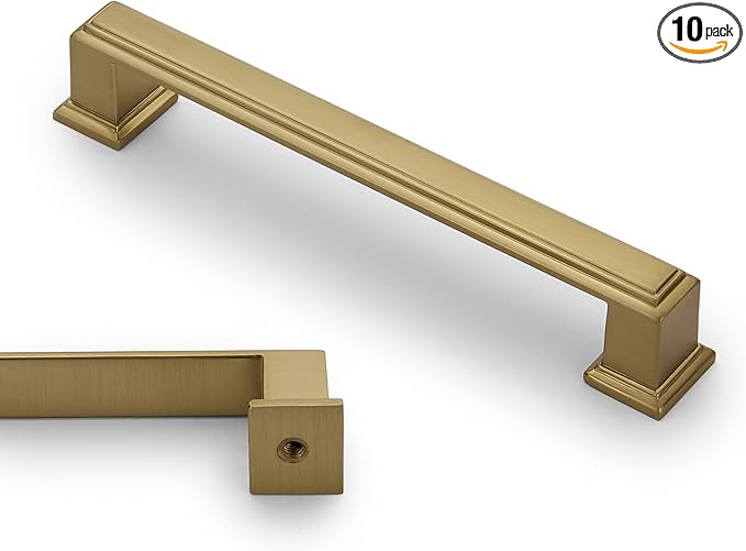 10 Pack 5 Inch(128mm) Hole Center Brushed Champagne Bronze Modern Cabinet Pulls Kitchen Cabinet Handles Kitchen Cabinet Hardware Timeless Drawer Pulls for Dresser Wardrobe, Champagne(5x10)
