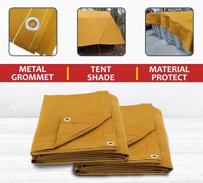 Mytee Products 8' x 10' Tan Canvas Tarp 12oz Heavy Duty Water Resistant