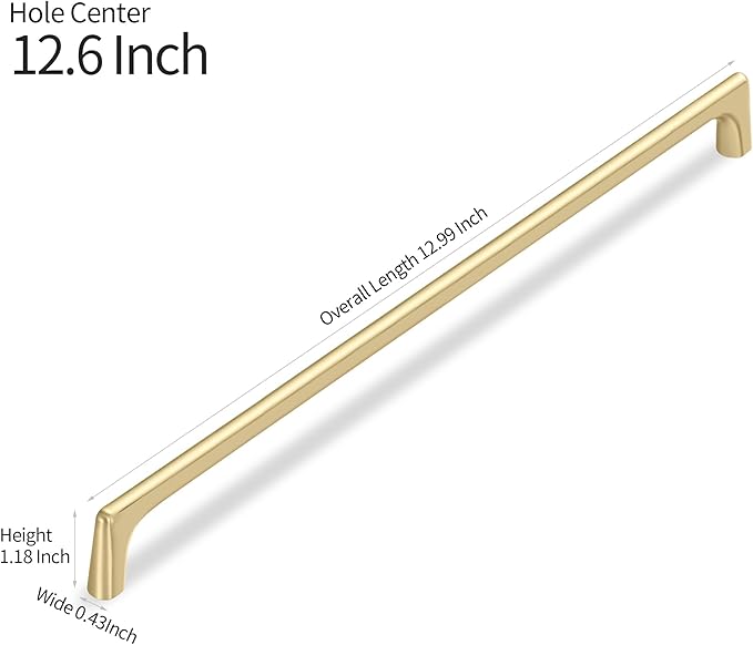 10 Pack 12.6 Inch(320mm) Hole Center Modern Brushed Gold Cabinet Pull Handle Timeless Vanity Drawer Pull Handle Classic Cabinet Hardware for Kitchen Dresser Bathroom, Screws Included, B-Gold(12.6x10)