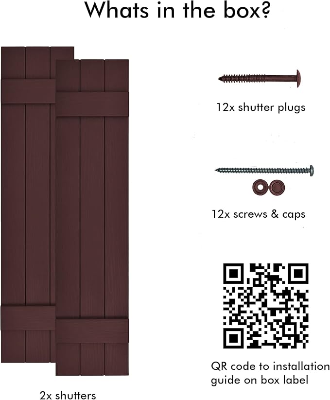 Board & Batten Vinyl Shutters (1 Pair) | 11"x51" (3-Board) - Dark Cherry Mocha | Exterior Window Shutters | Includes Mounting Hardware | Simple Installation | Made in USA