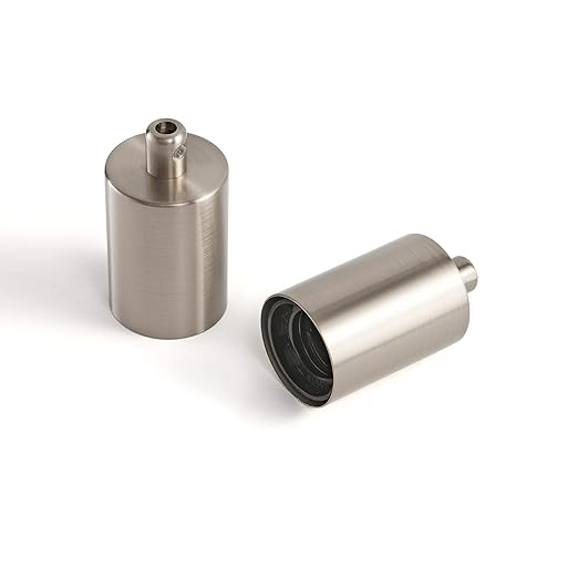 BRIGHTTIA E26 Light Bulb Socket with Cover & Cord Grip - Standard Screw-in Lamp Holder Socket Replacement for DIY Decorative Vintage Retro Industrial Edison Pendant Lighting - 2 Pack (Brushed Nickel)