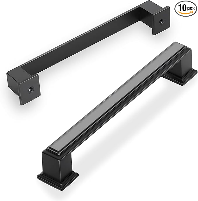 10 Pack 5 Inch(128mm) Hole Center Matte Black Modern Cabinet Pulls Kitchen Cabinet Handles Kitchen Cabinet Hardware Timeless Drawer Pulls for Dresser Cupboard Wardrobe, M-Black(5x10)