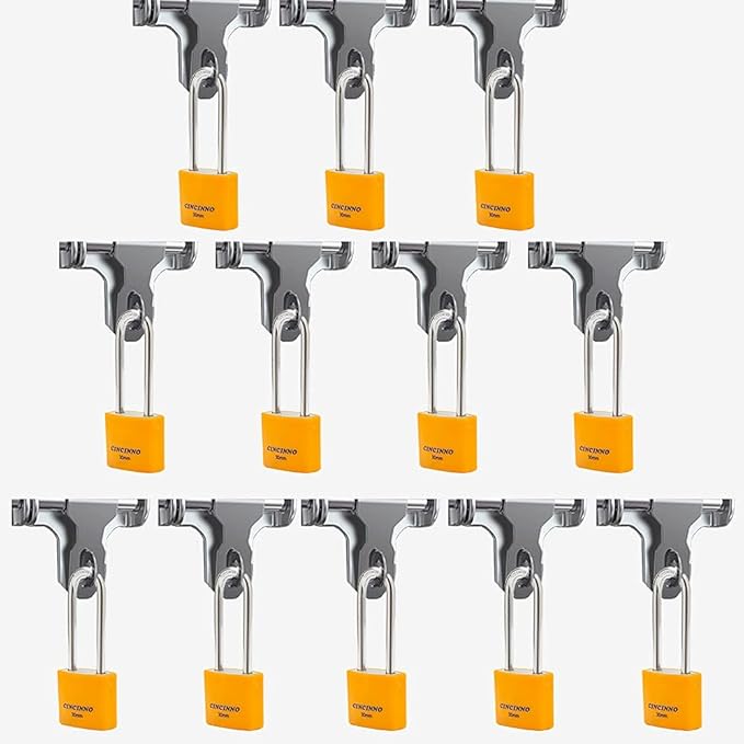 1-3/16 in. Small Aluminum Key Lock,Keyed Alike Padlocks with Long Shackle for School Gym Locker, Toolbox,12 Pack