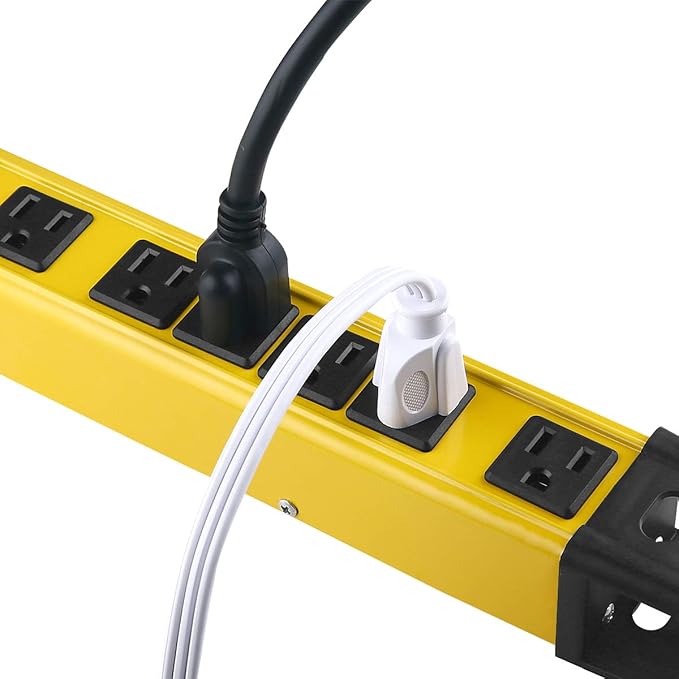 Heavy Duty Power Strip Surge Protector, 6 Outlet Industrial Power Strip with 15A, 10 FT Cord, 1200 Joules ETL Listed. Yellow
