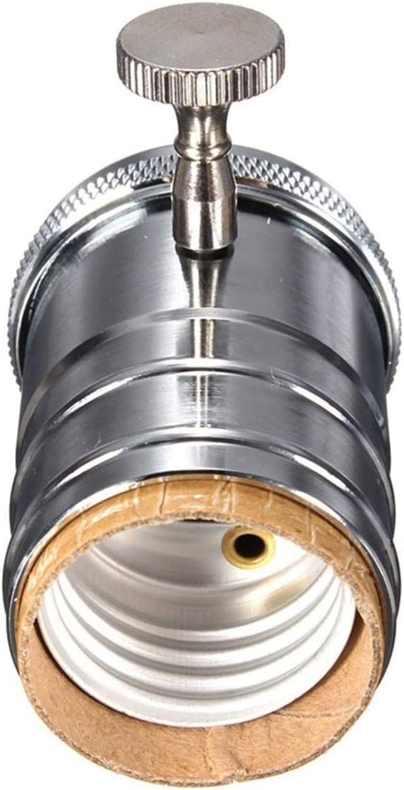 2 Pack Lamp or Fixture Replacement, E26/ E27 Solid Brass Industrial Light Socket Vintage Edison Pendant Lamp Copper Holder with Switch (Silver)