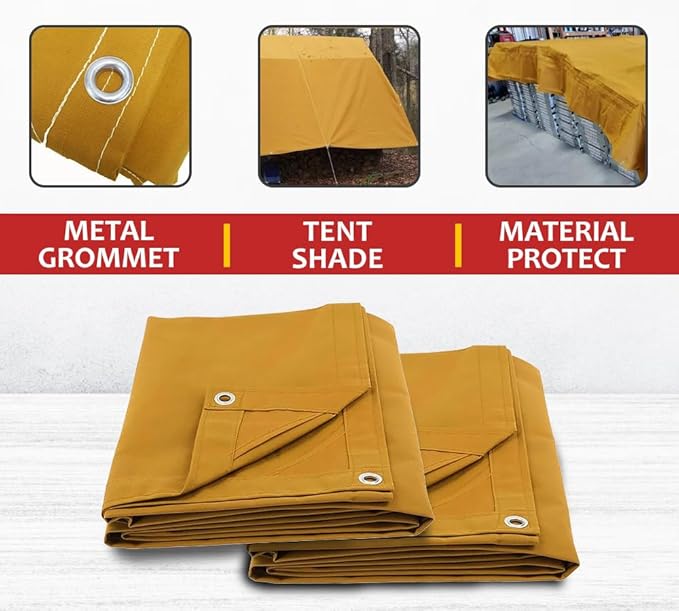 Mytee Products 16' x 20' Tan Canvas Tarp 12oz Heavy Duty Water Resistant