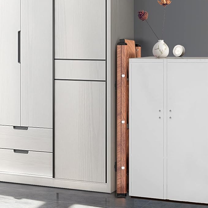 GameGem 3 Step Ladder, Aluminum Folding Step Stool with Anti-Slip Sturdy and Wide Pedal, Lightweight Portable Stepladder for Home and Kitchen Use Space Saving, Woodgrain, 330 lbs