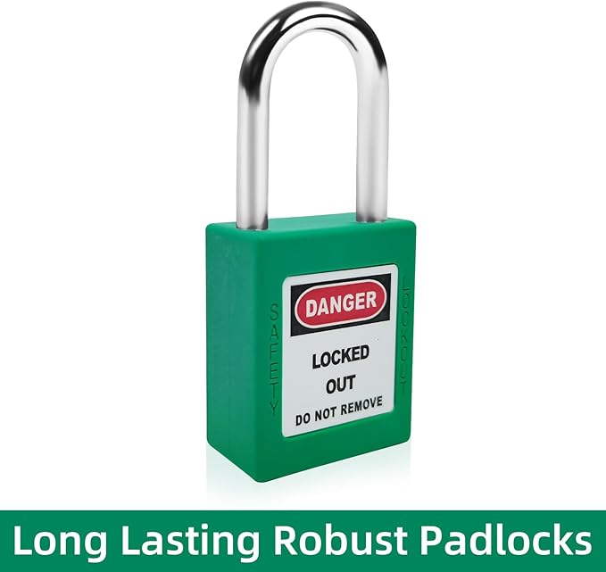 Lockout Tagout Locks Set-10pcs Green Loto Locks, Lockout Locks Keyed Different,2 Keys Per Lock,OSHA Compliant Lock Out Tag Out Padlocks, Safety Padlocks for Electrical Lockout Tag Out Kit