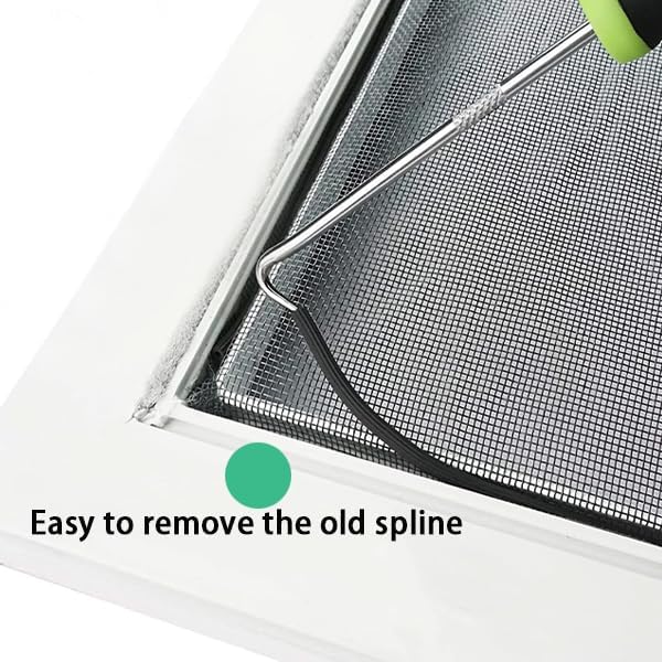 Screen Tool for Window Screen Replacement - Two Spline Roller (Steel and Nylon Bearing Roller), Spline Removal Hook, Two Sizes Screen Spline, Utility Knife, Tape Measure, Tooltriz